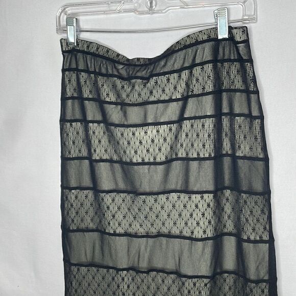 Express Black Sheer Lace Ruffle Peplum Pencil Skirt. Size Medium. - Picture 6 of 12